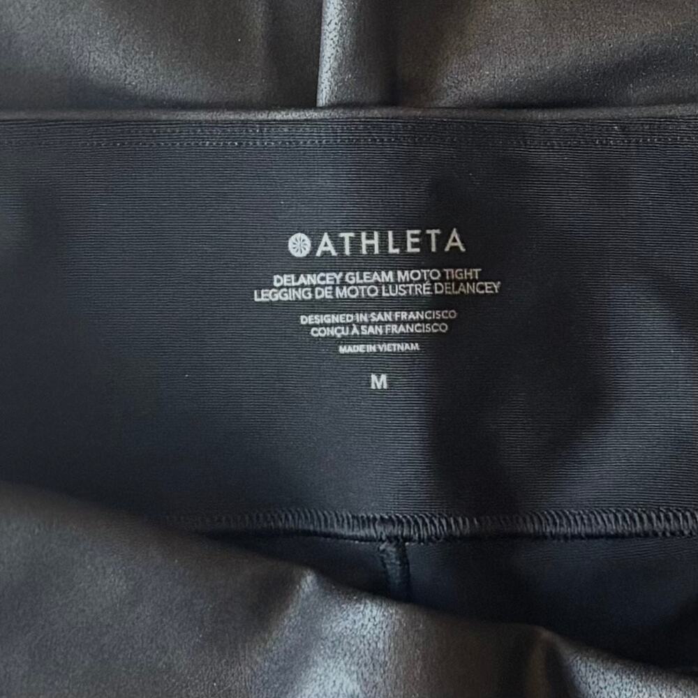 Athleta Delancey Gleam Moto Tights Leggings Black Ankle Zip Womens Size Medium - Picture 6 of 9